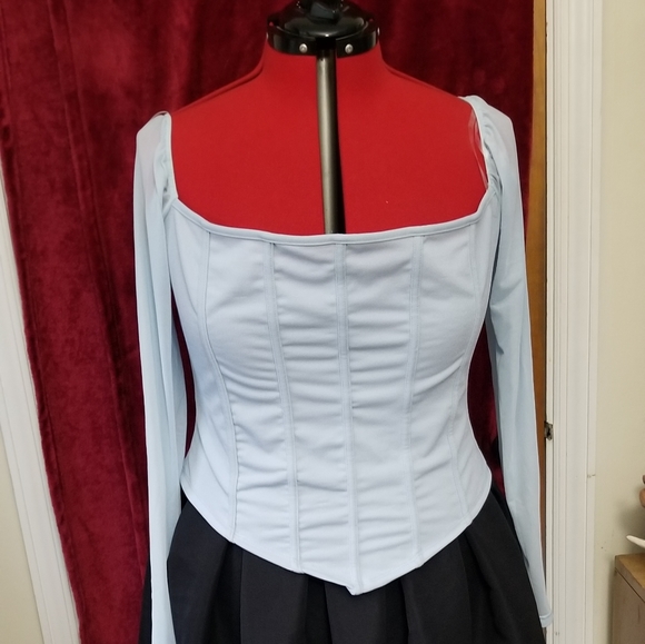 Pastel Blue Corset Top - Picture 2 of 4